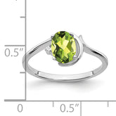 14k White Gold 7x5mm Oval Peridot AA Diamond ring
